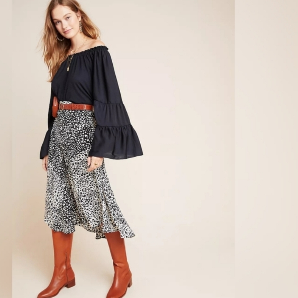 Anthropologie Gloria Off Shoulder Ruffle Blouse